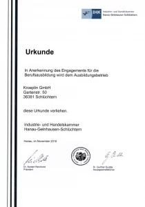 kroeplin ausbildung IHK Urkunde 2018 722x1030 1 | Kroeplin Präzisionsmessgeräte